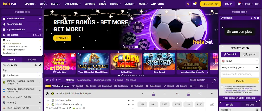 Helabet Football Betting and Casino Screenshot